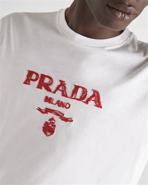 prada t shirt red logo|prada button up shirt.